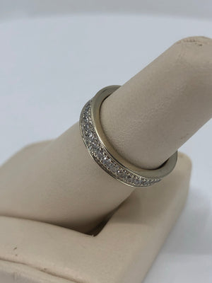 14K White Gold Cut Eternity Band with Natural Diamonds 1 Carat Total Weight