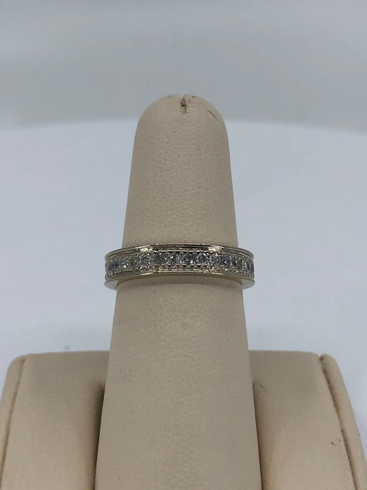 14K White Gold Cut Eternity Band with Natural Diamonds 1 Carat Total Weight