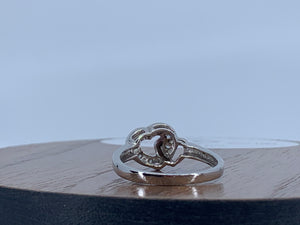 Sterling Silver Double Heart Ring with Cubic Zirconia Crystals