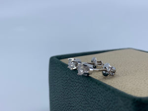 14K White Gold Diamond Studs .56 Carat Total Weight with Screw Back Post